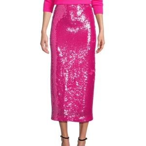 ANTONIO MELANI Iman Fuchsia Pink Sequin Midi Skirt